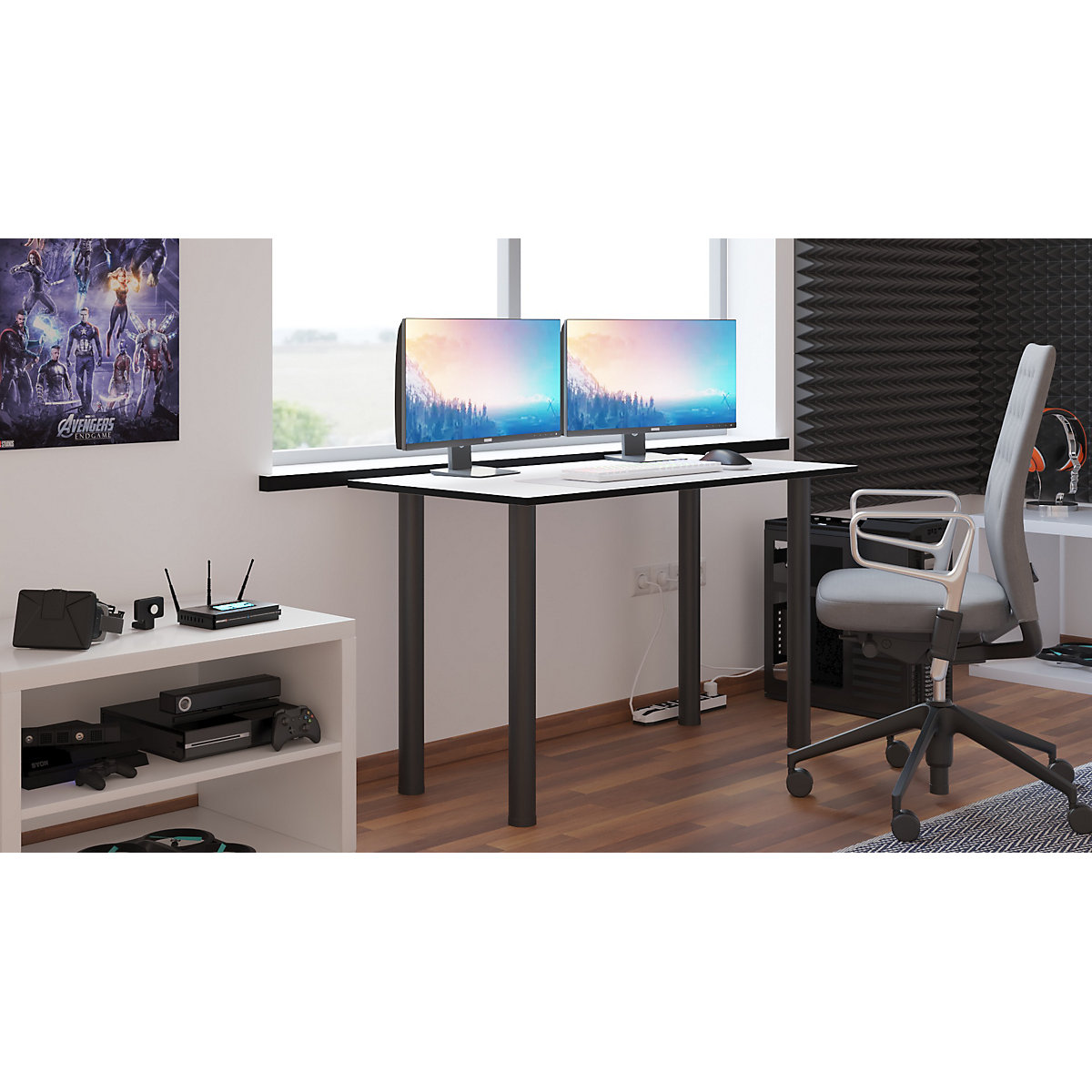 Gaming Schreibtisch mit Kabeldurchführung onesize