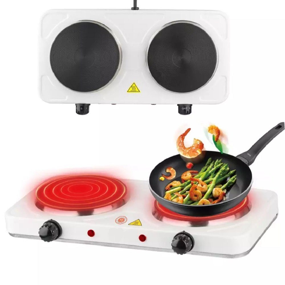 Cheffinger Doppelkochplatte Doppelkochfeld Herdplatte 2 x 1000Watt Kochplatte Camping Tragbar