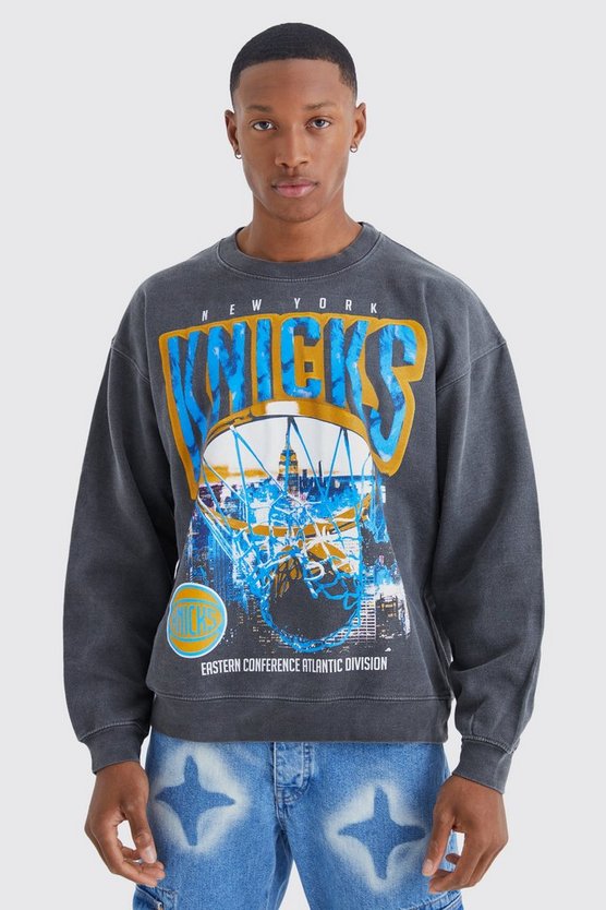 Oversize Sweatshirt mit lizenziertem New York Knicks Nba Print