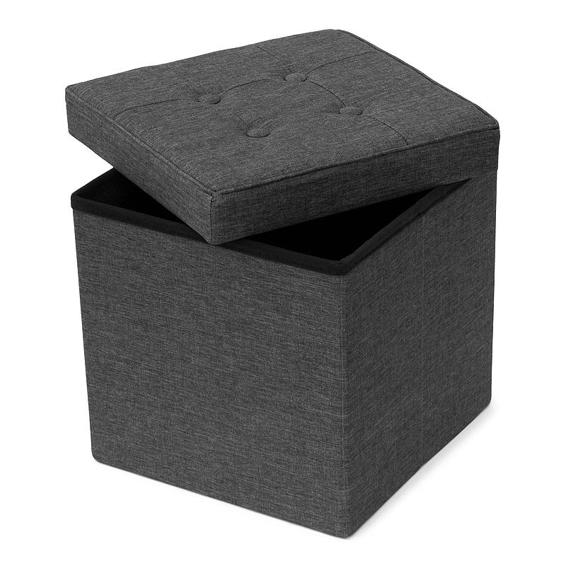 Home Puff m/oppbevaring 38x38 cm gråsort