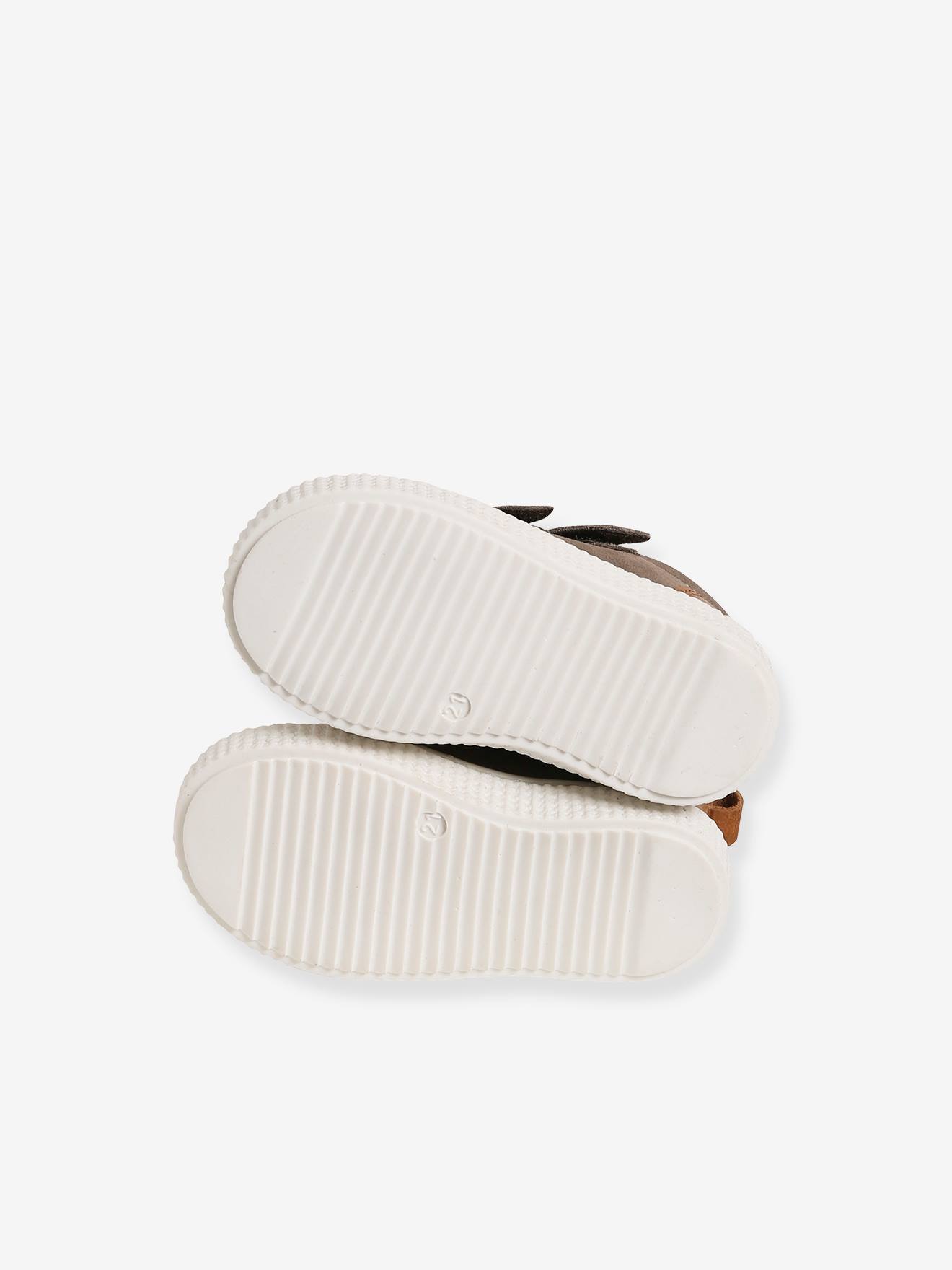 Bottines scratchées cuir bébé garçon taupe