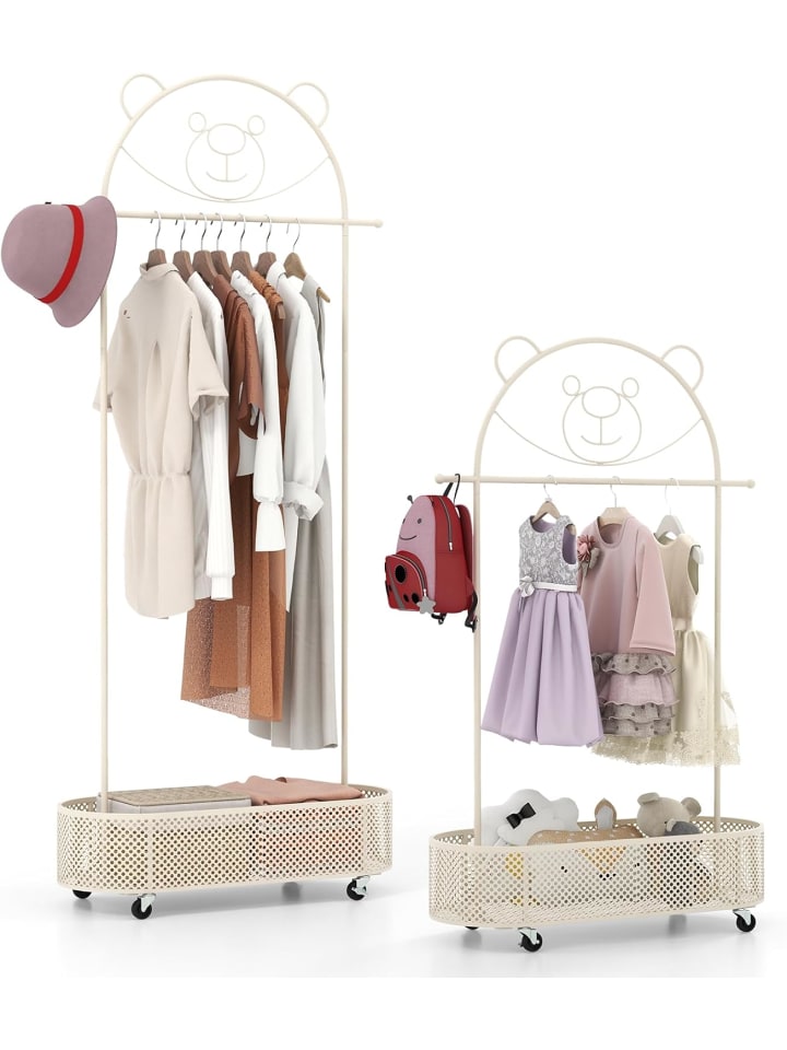 COSTWAY Kinder Kleiderständer rollbar 182cm in Beige günstig kaufen onesize