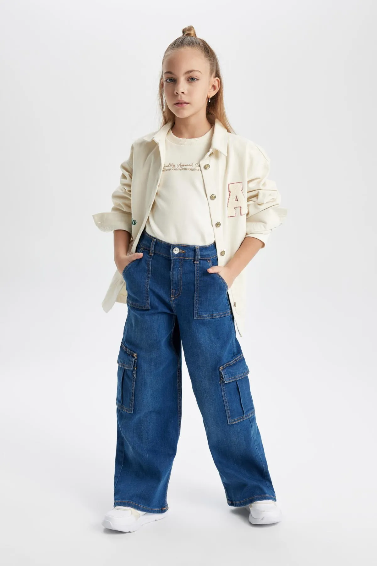 DeFacto  Cargo-Jeanshose mit weitem Bein für Mädchen