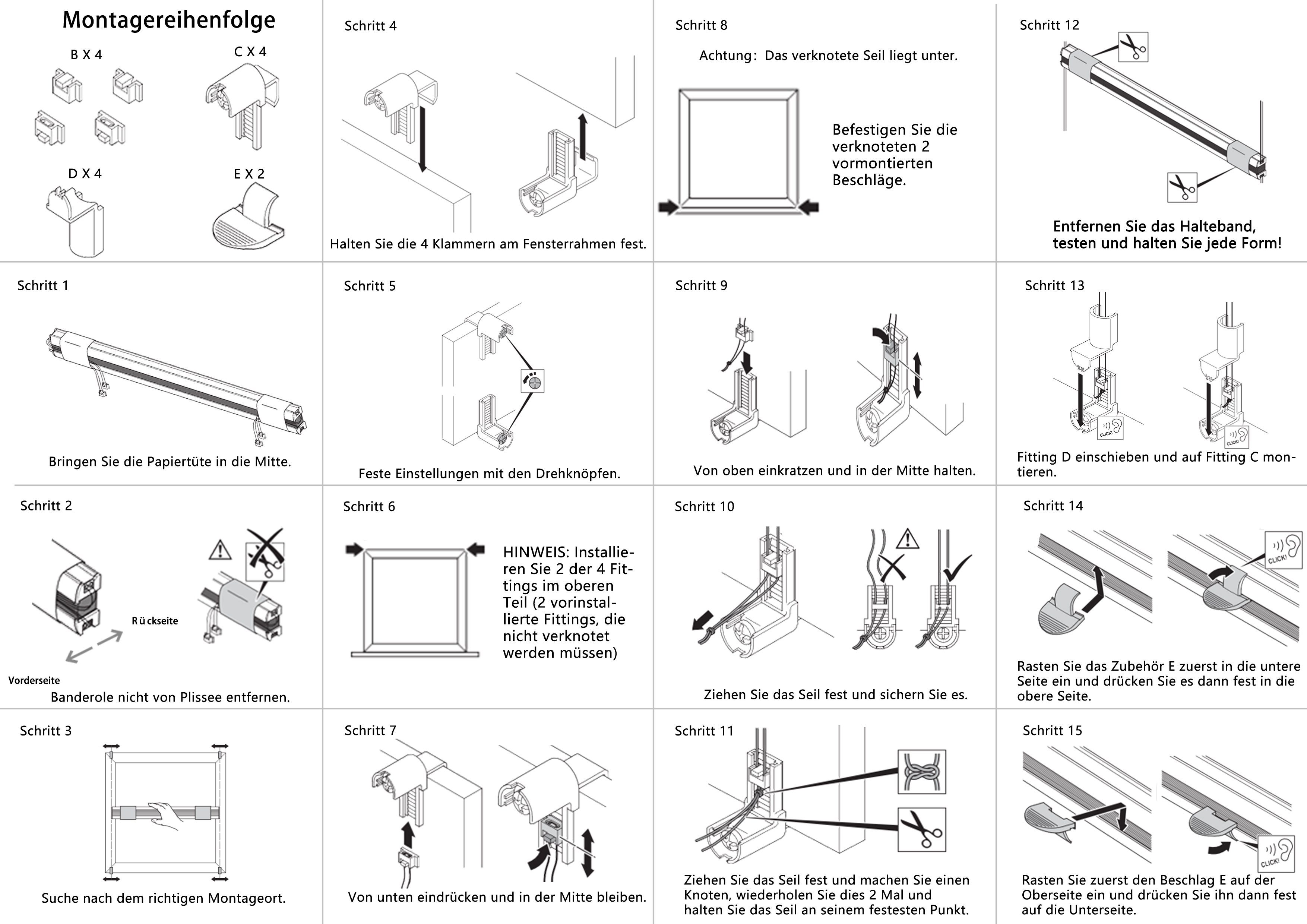 Plissee Faltrollo Ohne Bohren, OUBO, Klemmträger,Easyfix, Lichtschutz, verspannt, Klemmfix, Jalousie für Fenster & Tür, einfach Montage