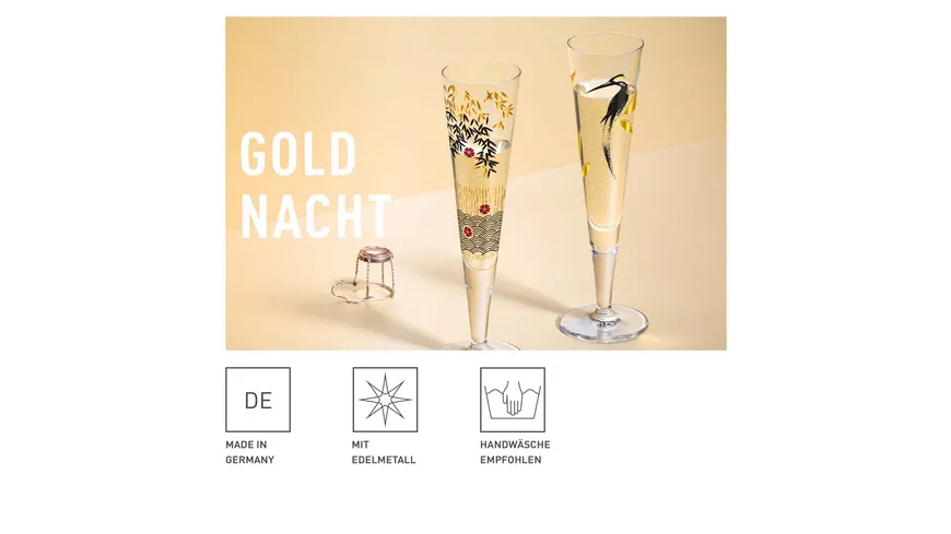 RITZENHOFF Champagnerglas Goldnacht #27 von Samy Halim Gold, Schwarz, Rot