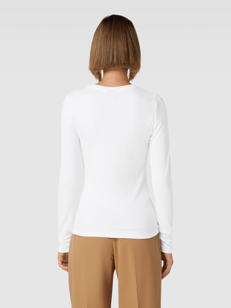 Longsleeve mit Feinripp Modell 'ROMA' in weiß