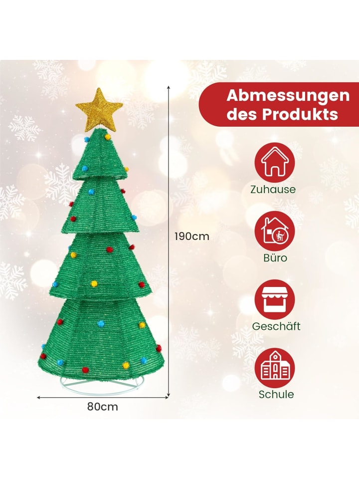 COSTWAY 190cm LED Weihnachtsbaum künstlich in Grün günstig kaufen onesize