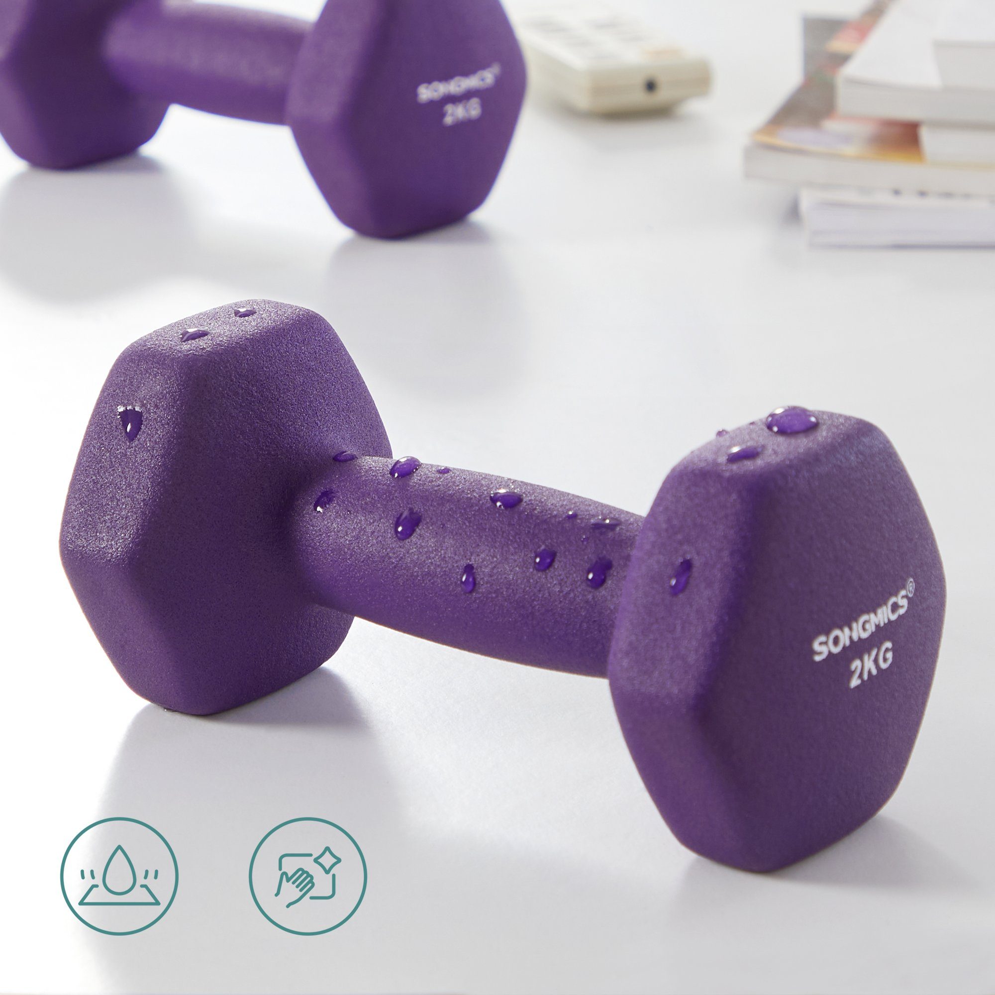 SONGMICS Hantel-Set Kurzhanteln, Hantel Set 9/12kg, Hexagon, Neopren Hanteln