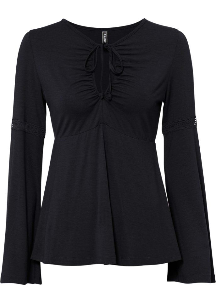 Langarmshirt mit tiefem Ausschnitt