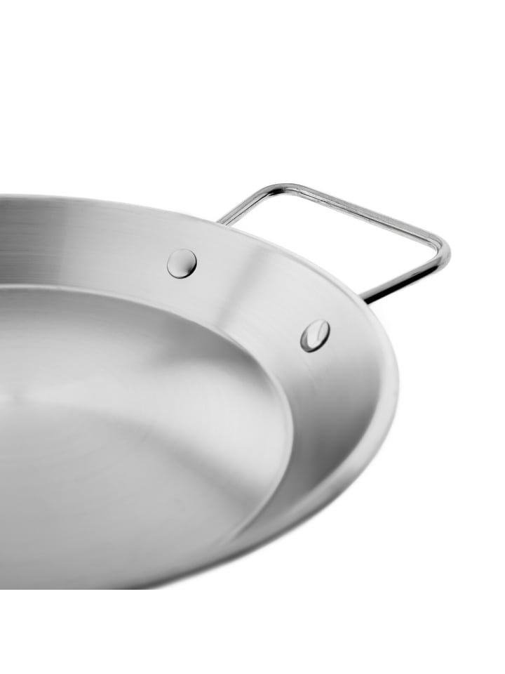 Almina BratpfanneDoppelgriff Paellapfanne Metalltablett Edelstahl in Silber günstig kaufen