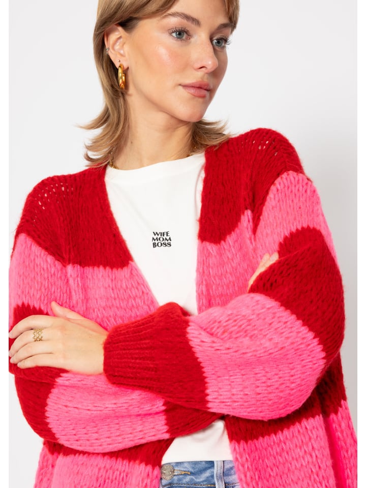 SASSYCLASSY Oversize Cardigan in Rot, Pink günstig kaufen