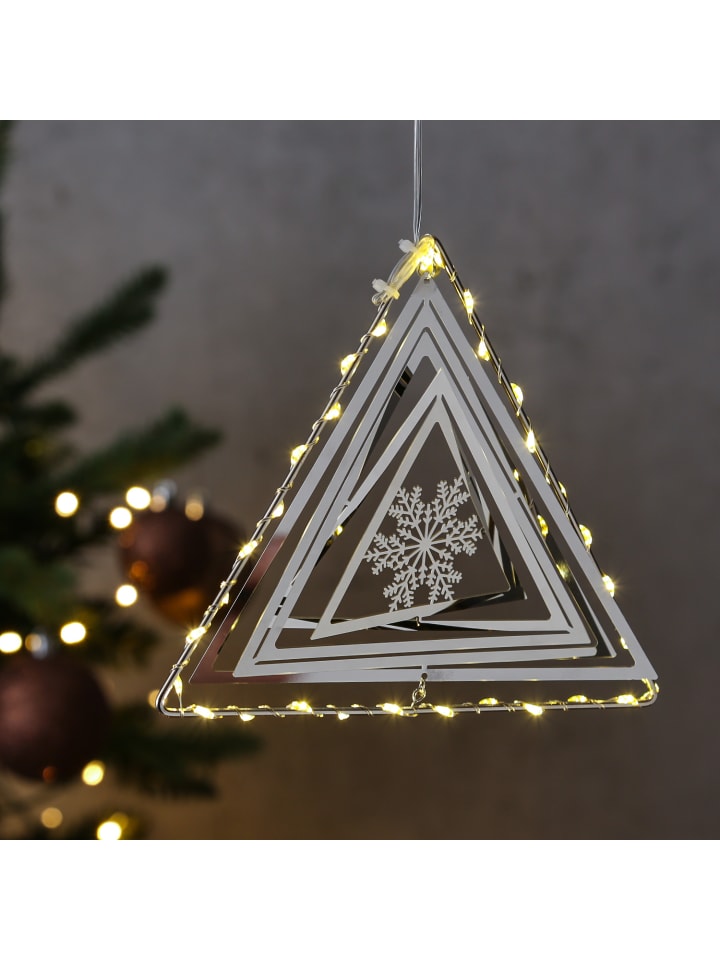 MARELIDA LED Dreeick mit Schneeflocke 3D Dekohänger Weihnachten Fensterdeko in silber günstig kaufen onesize