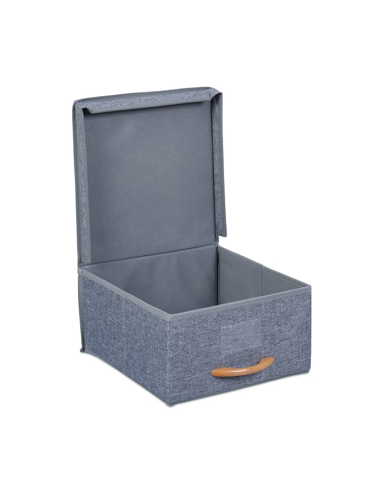 relaxdays 2 x Aufbewahrungsbox in Grau - (B)30 x (H)16 x (T)32,5 cm günstig kaufen onesize