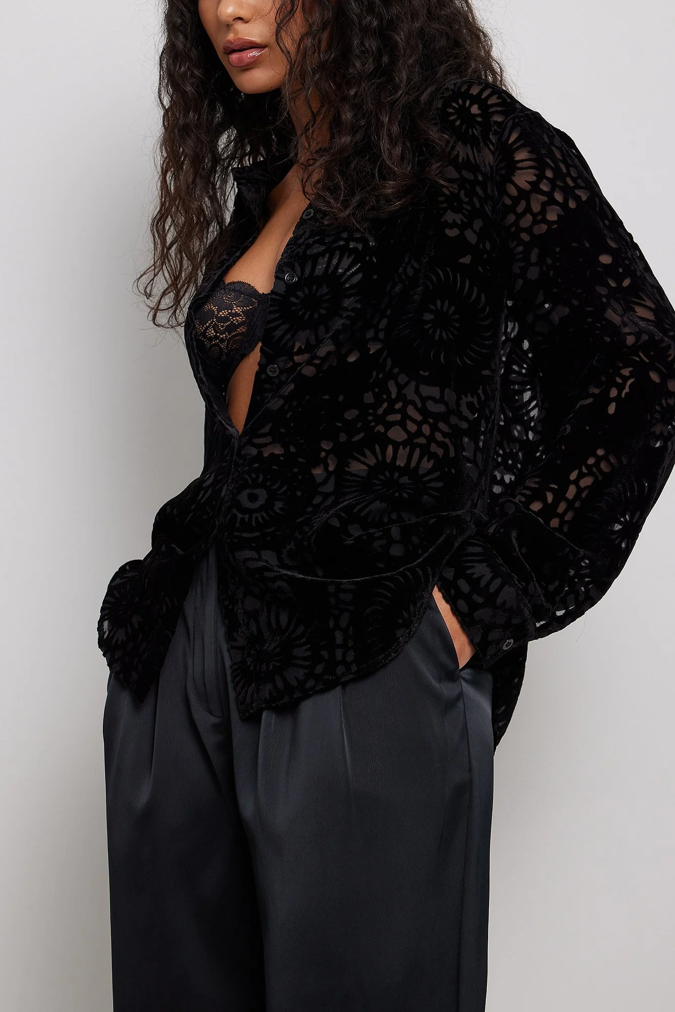 Shirt mit langen Ärmeln und Velourdetail