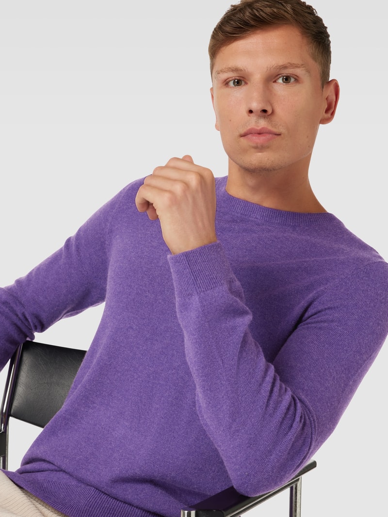 Strickpullover in melierter Optik in fuchsia meliert
