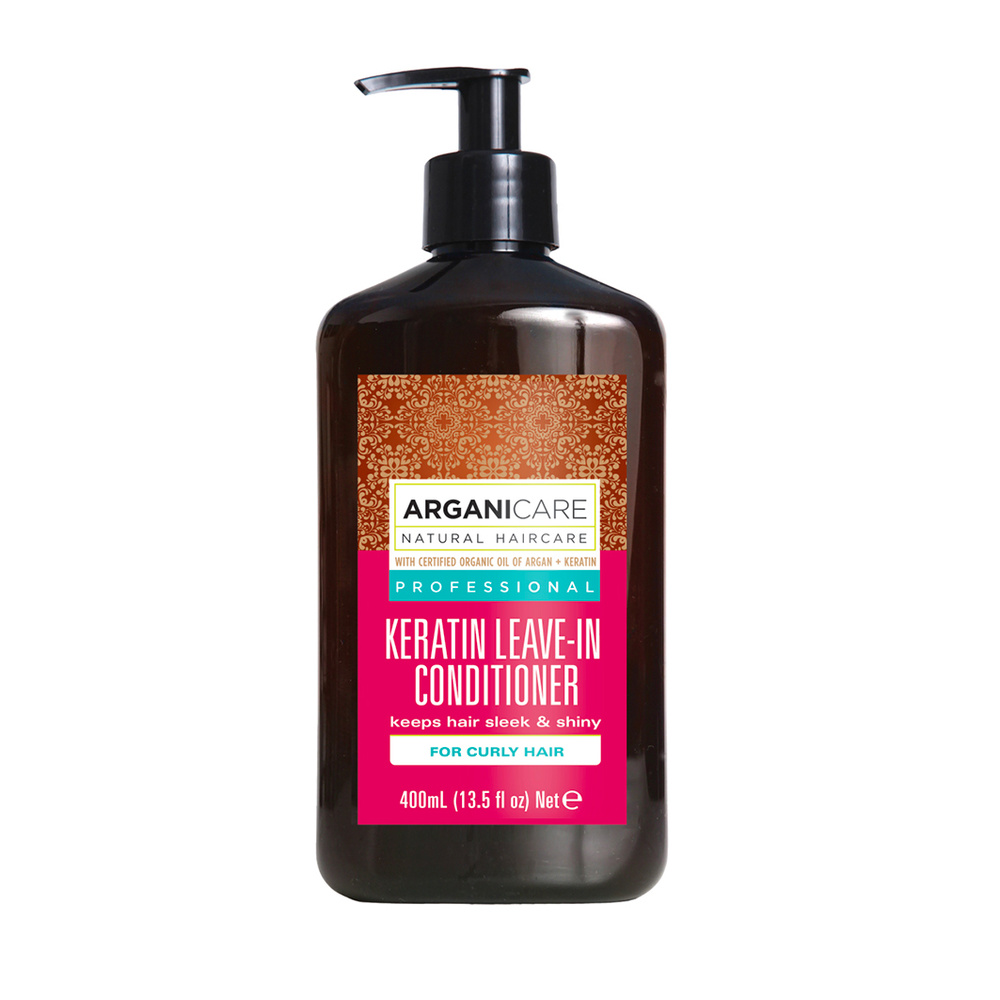Arganicare Soin sans rinçage à la  kératine Hydratant et protecteur pour cheveux bou clés à frisés.