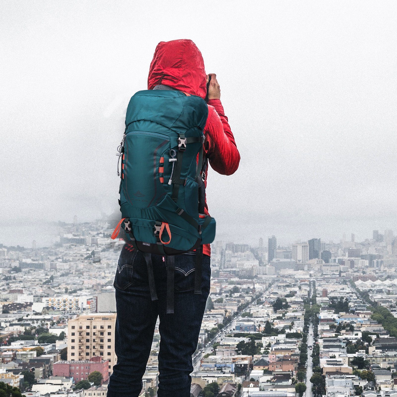 TAN.TOMI Kletterrucksack 35L (30L+5L) Großer Wanderrucksack, Wasserdicht Multifunktionaler (Einschließlich Regenschutz), mit Regenschutz für Outdoor Reisen Camping Trekking
