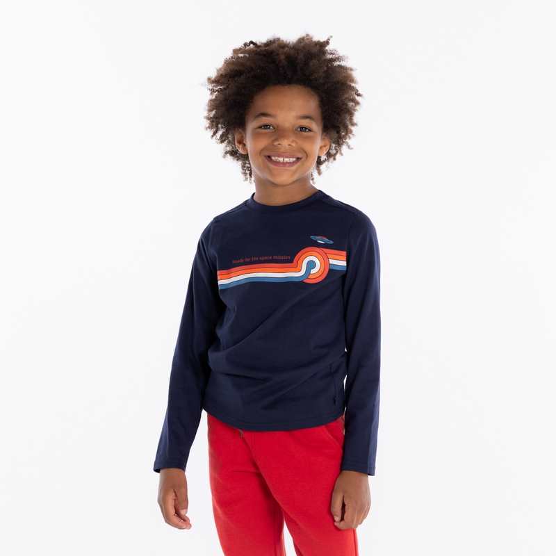 T-shirt manches longues thème espace bleu garçon