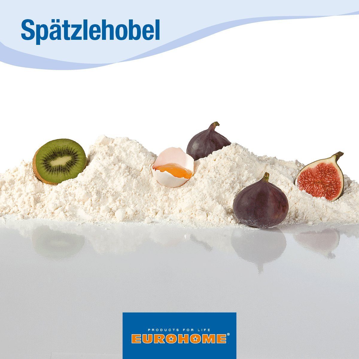 EUROHOME Spätzlehobel Edelstahl Spätzlereibe mit Nasen mit Kunststoffgriff, Edelstahl, (Spätzlehobel 33 x 11 x 6,3 cm), Spätzlepresse runde Löcher - Reibe mit Trichter