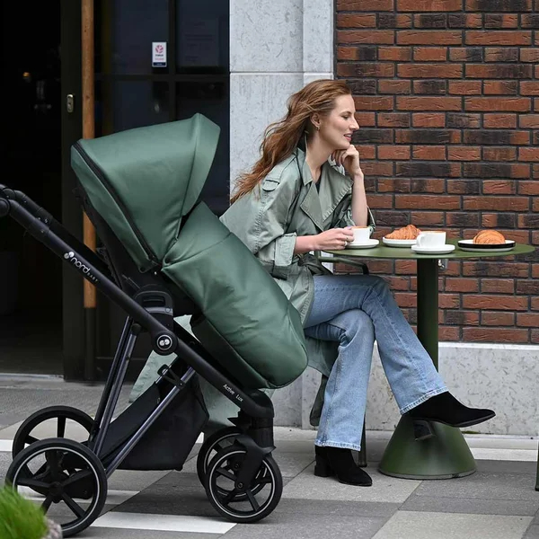 Nordbaby Active Lux stroller set jungle green, chrome frame