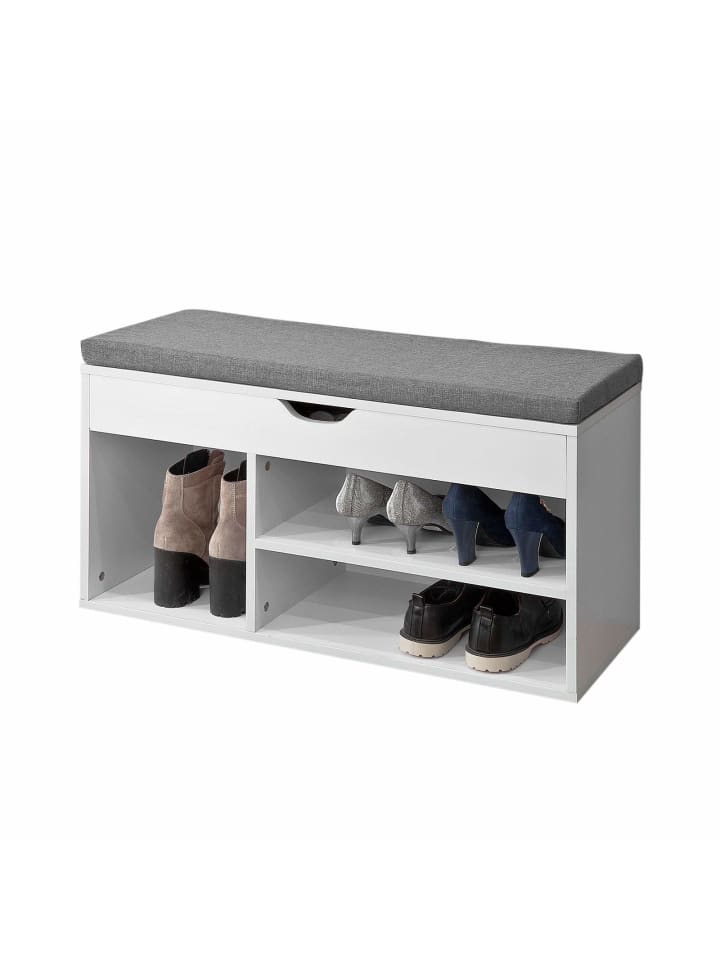 SoBuy Schuhbank in weiß und grau - (B)80 x (H)46 x (T)30 cm günstig kaufen onesize