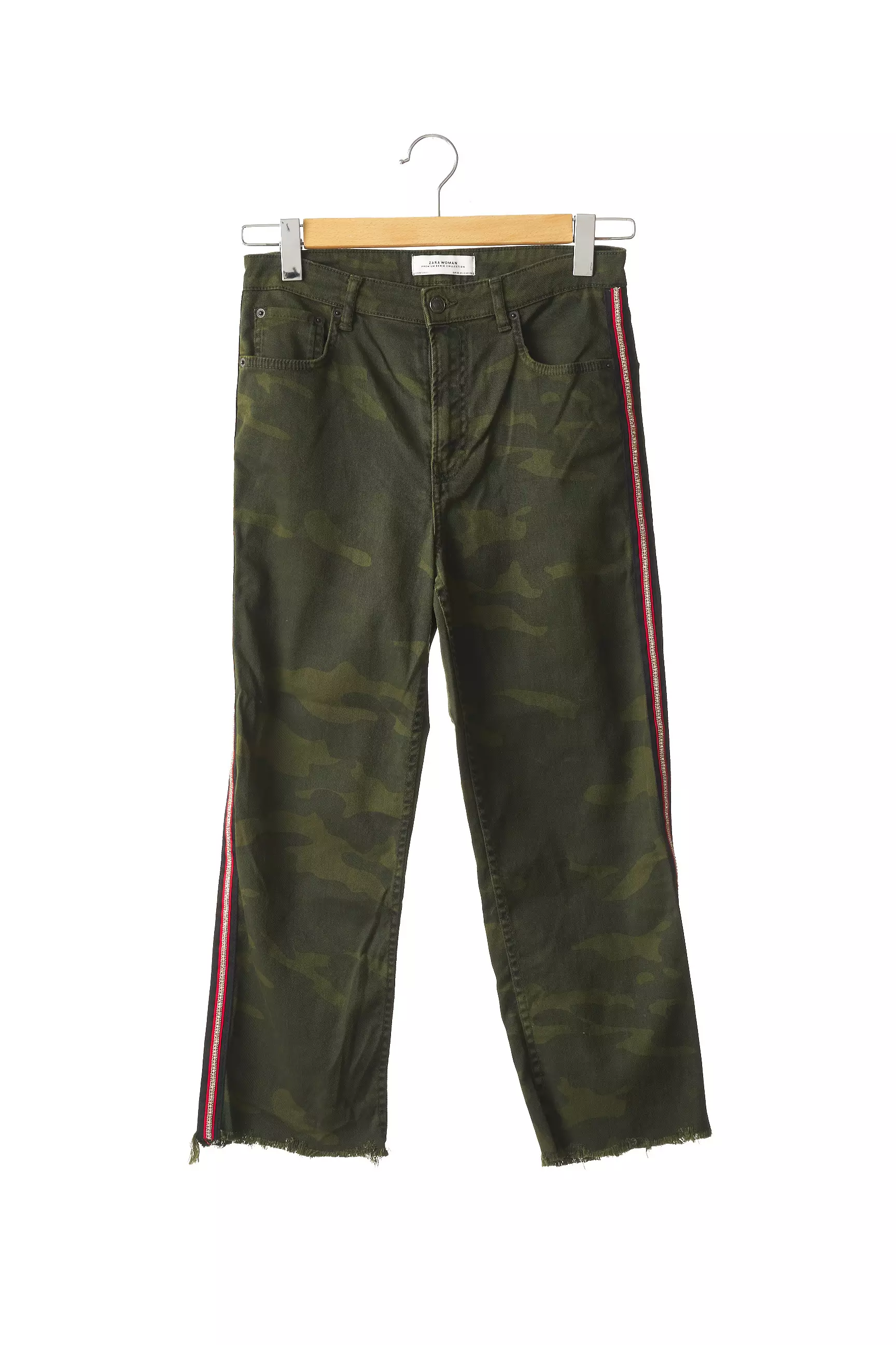 Zara Pantalons Droits Femme couleur vert