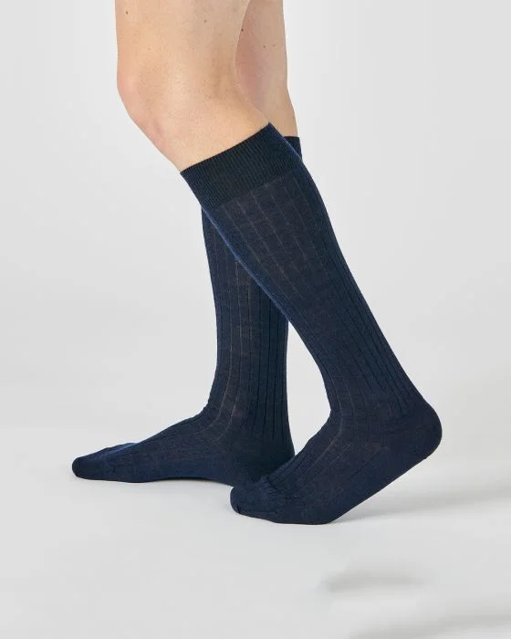Lot de 2 paires de mi-bas côte Derby 80% laine Mérinos.