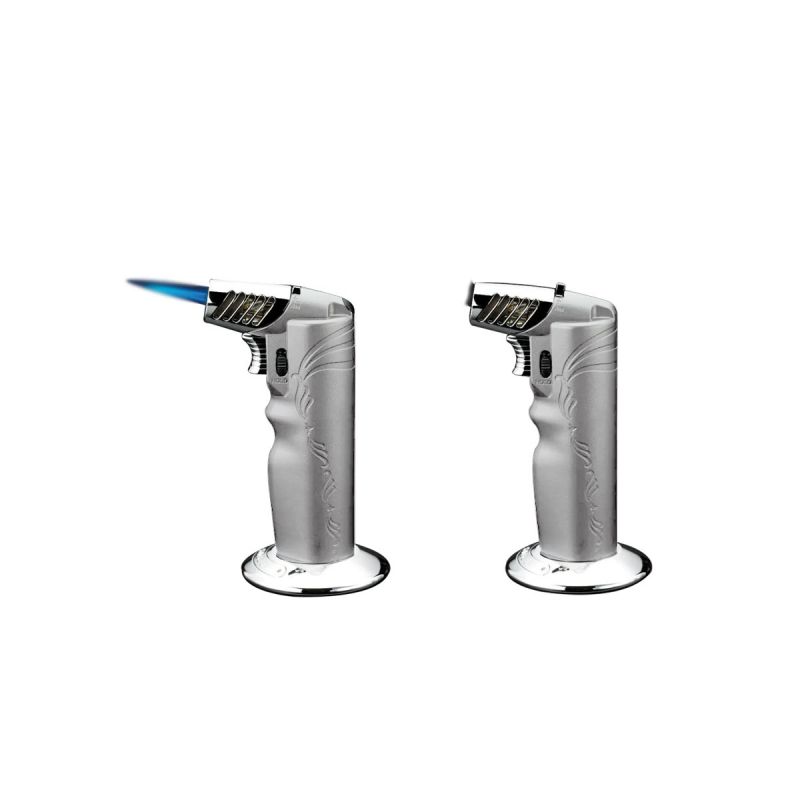 Siglo Oval Table Torch Feuerzeug Silber, Zigarettenanzünder.