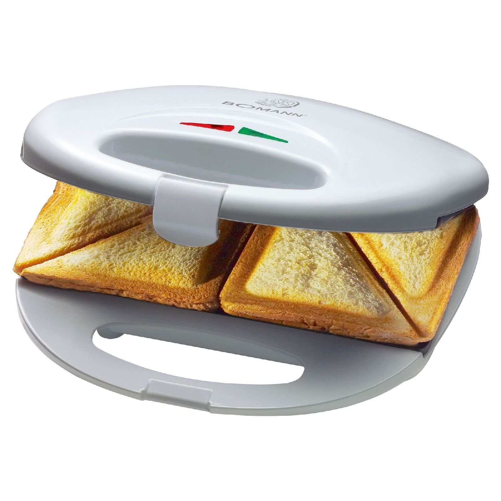 BOMANN Sandwichmaker BOMANN 2-Scheiben Sandwichtoaster 750 Watt Backampel ST 5016 weiß