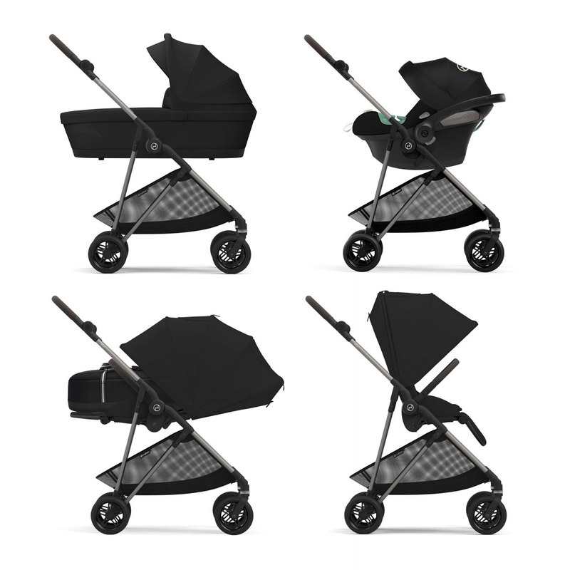Poussette tout terrain Gazelle S moon black châssis noir Cybex