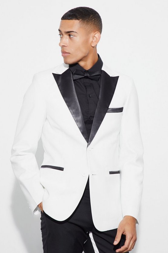 Slim-Fit Smoking-Jacke mit Satin-Revers