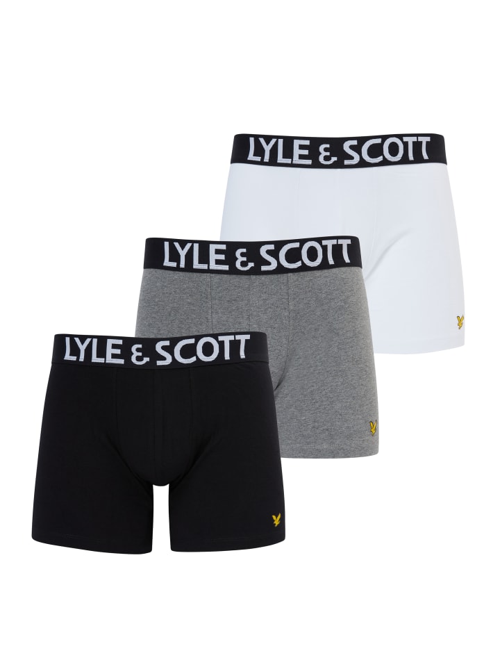 Lyle & Scott Trunks 3-Er Set in Schwarz/Weiß/Meliertes Grau günstig kaufen