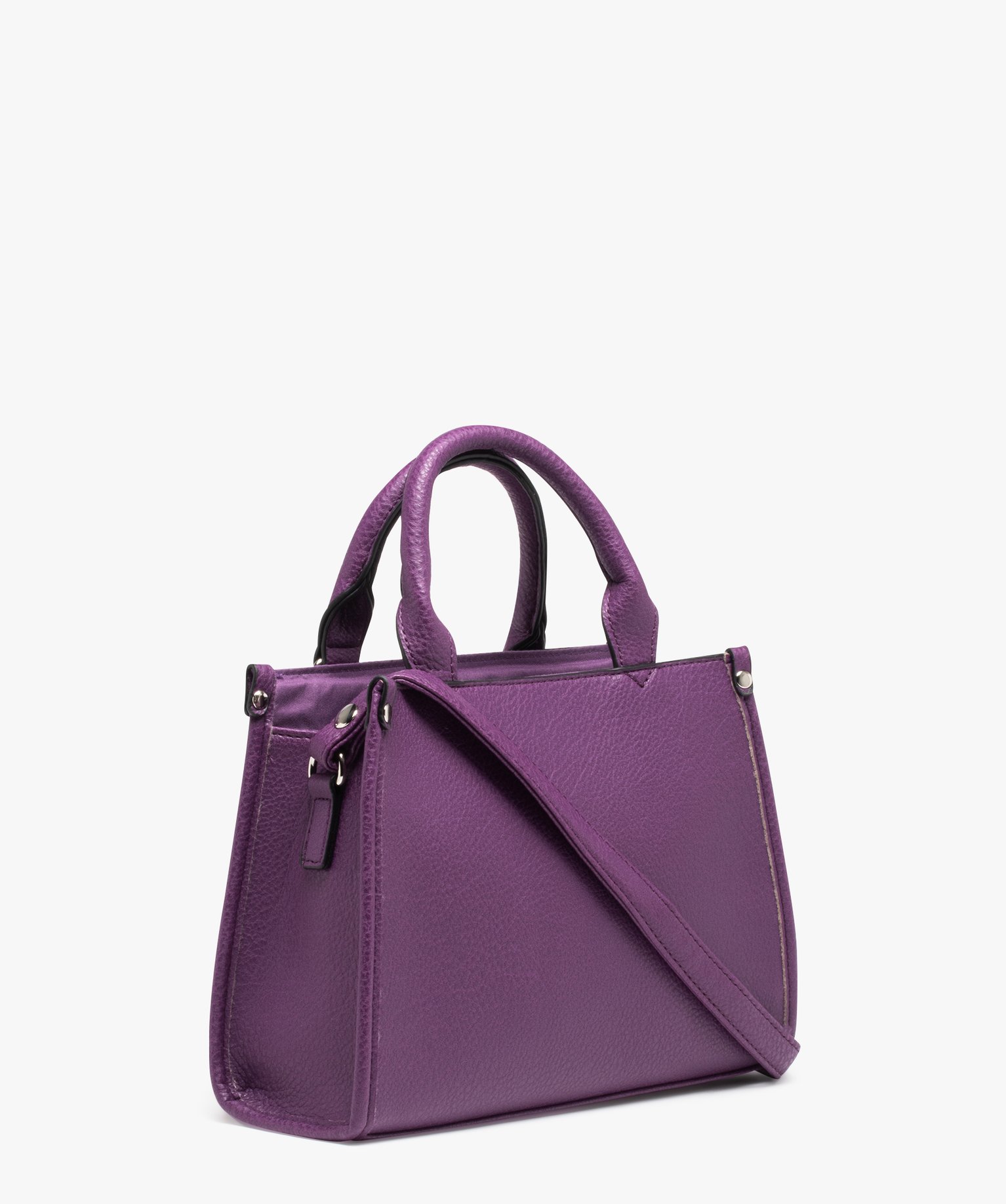 Sac à main grainé compact avec bandoulière amovible femme violet | GEMO