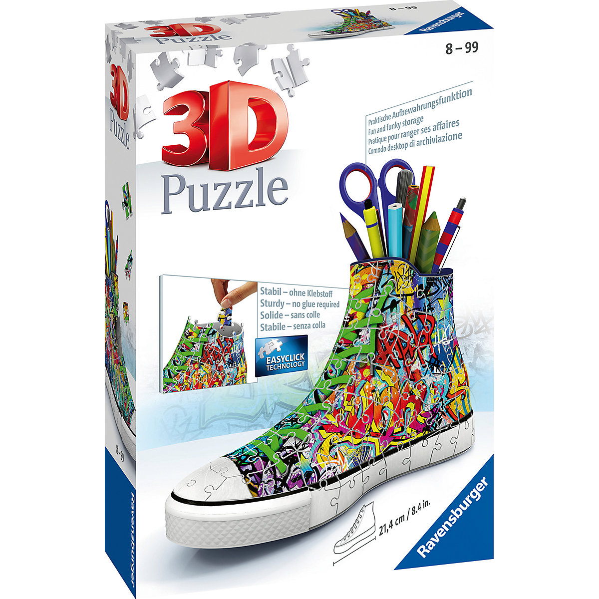 3D-Puzzle Sneaker Utensilo, H12 cm, 108 Teile, Graffiti Style