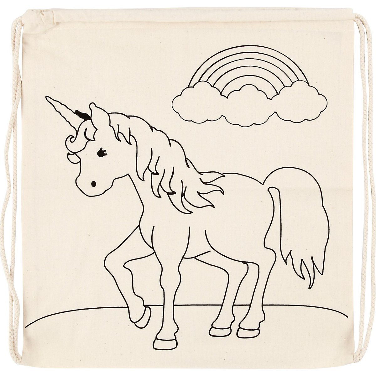 Beutel Kordelzug Einhorn, hellnatur 37x41 cm