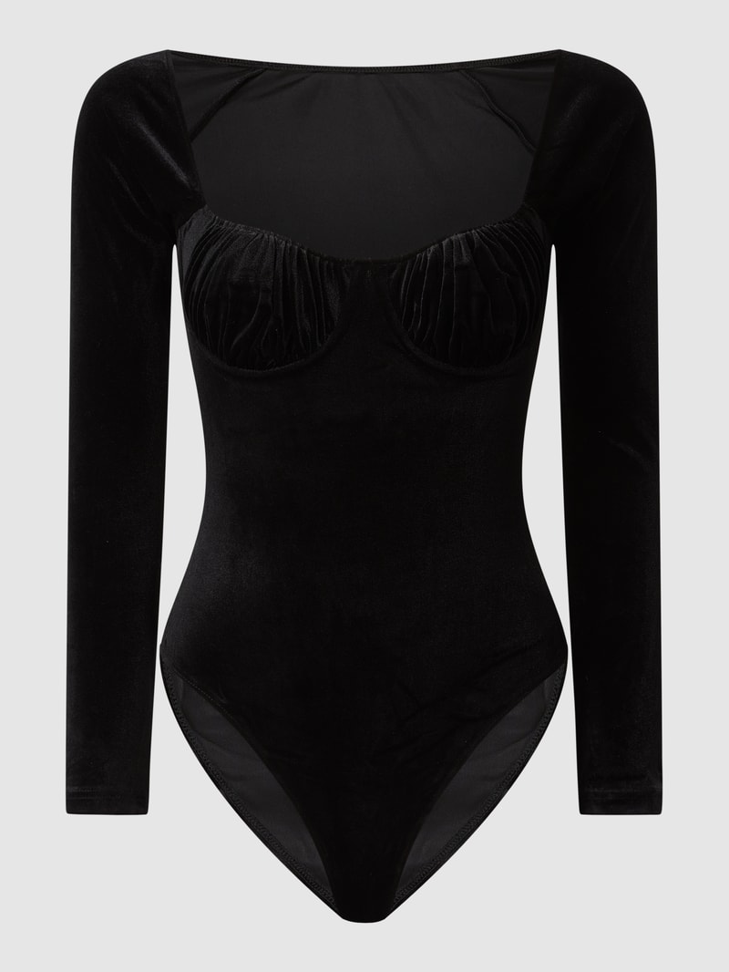 Body aus Samt Modell 'Carol' in schwarz