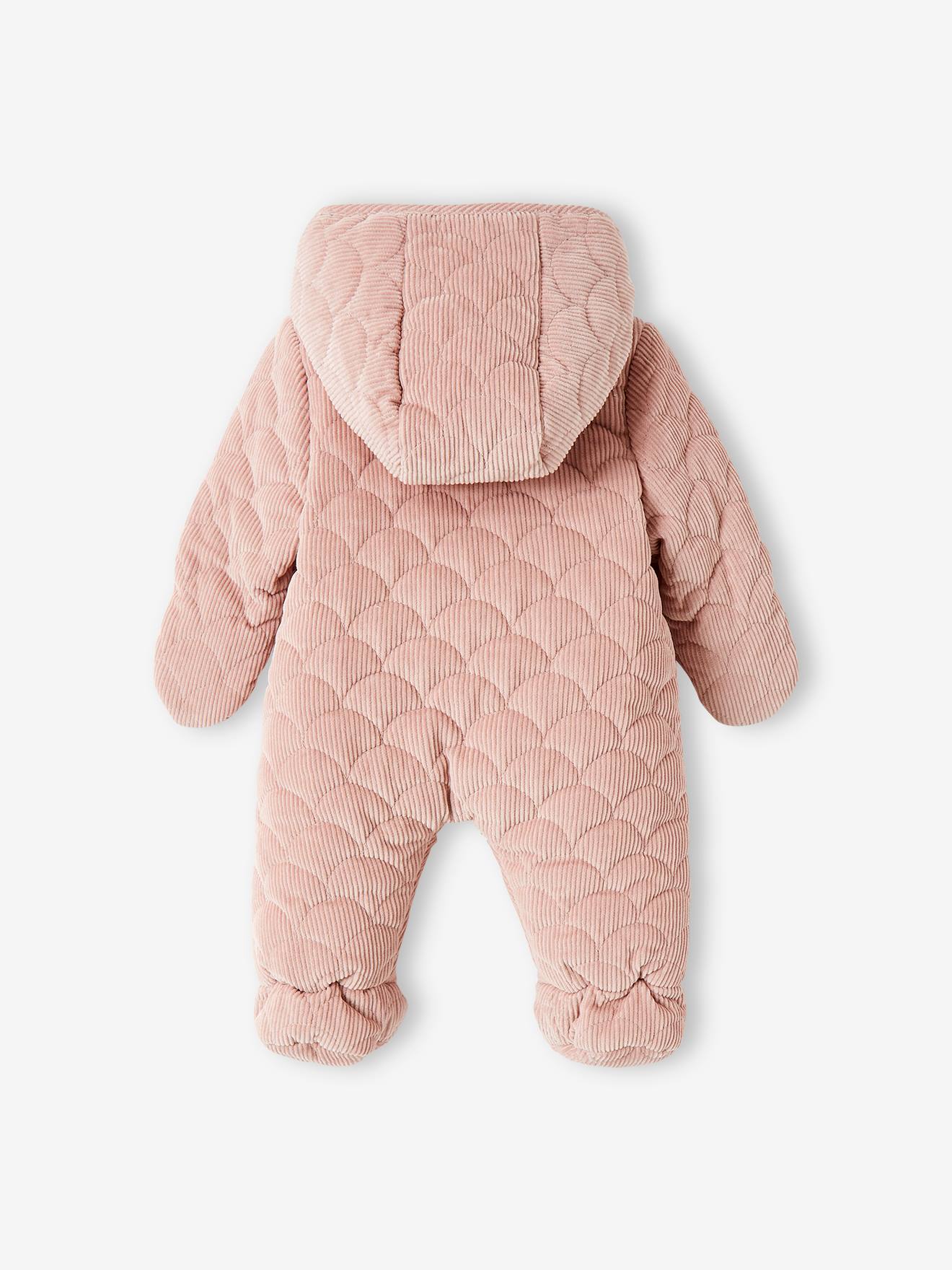 Vertbaudet Baby Winter-Overall samt, Wattierung Recycling-Polyester - zartrosa