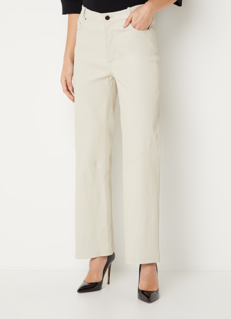 STUDIO AR by Arma Dona pantaloni in pelle di agnello a vita alta e taglio dritto con cuciture decorative