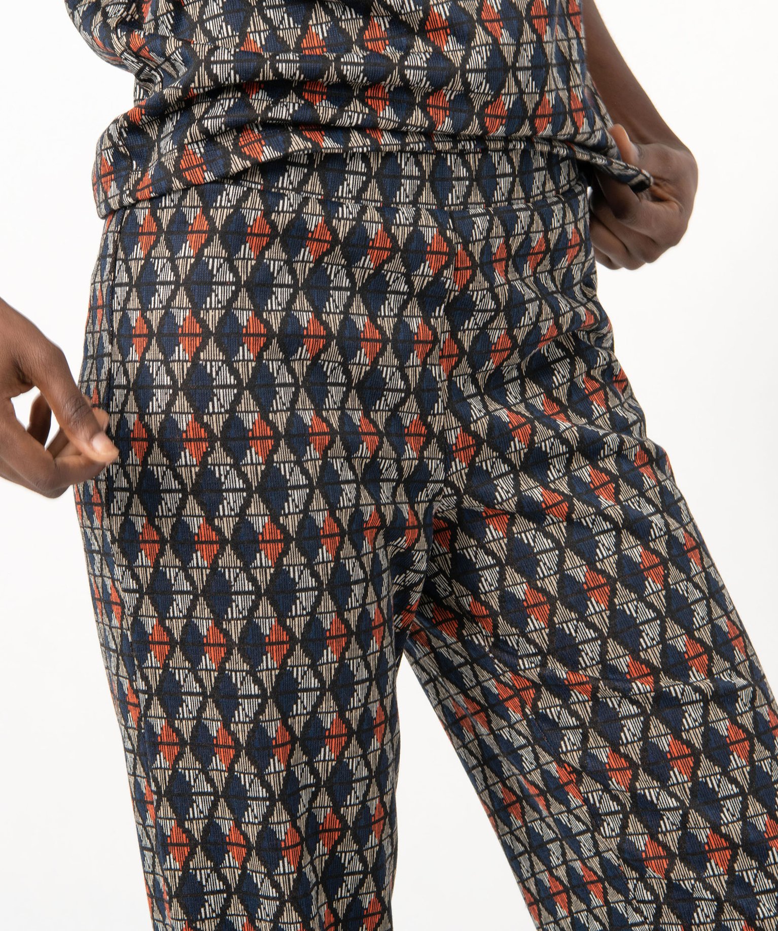 Pantalon large en maille à motifs graphiques femme imprime | GEMO