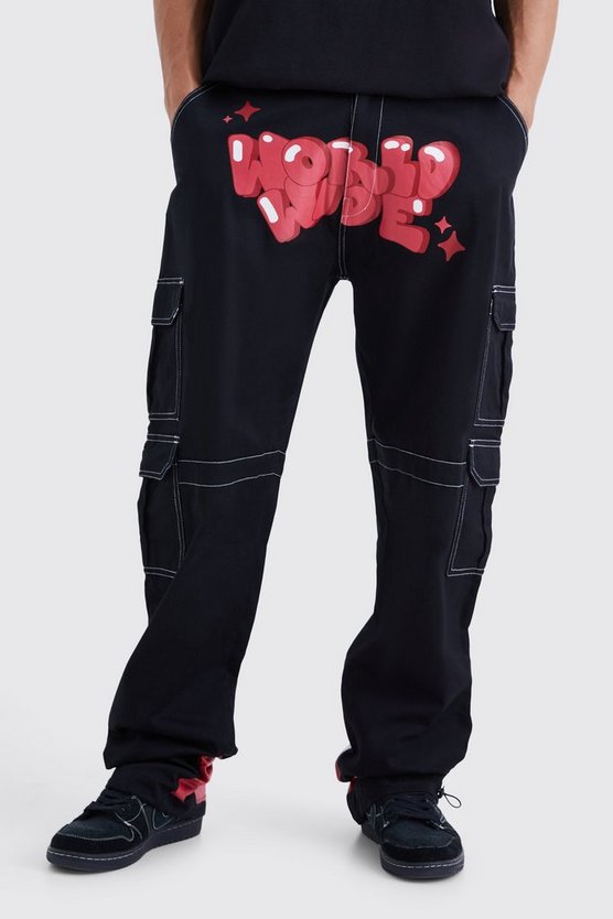 Tall lockere Cargo-Hose mit Grafitti-Print