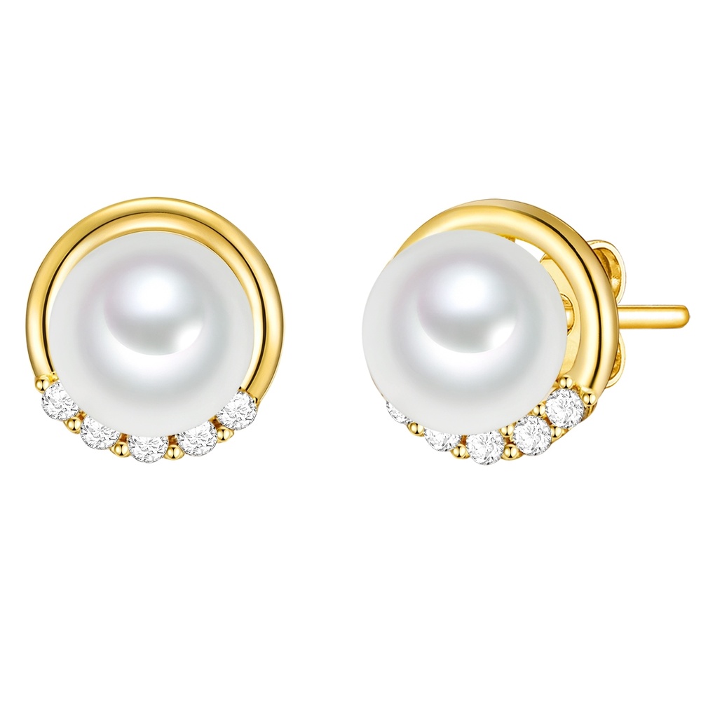 Rafaela Donata Puces d'oreilles en argent Argent sterling Oxyde de zirconium (CZ) Nacre en Or ja Boucles d'oreilles