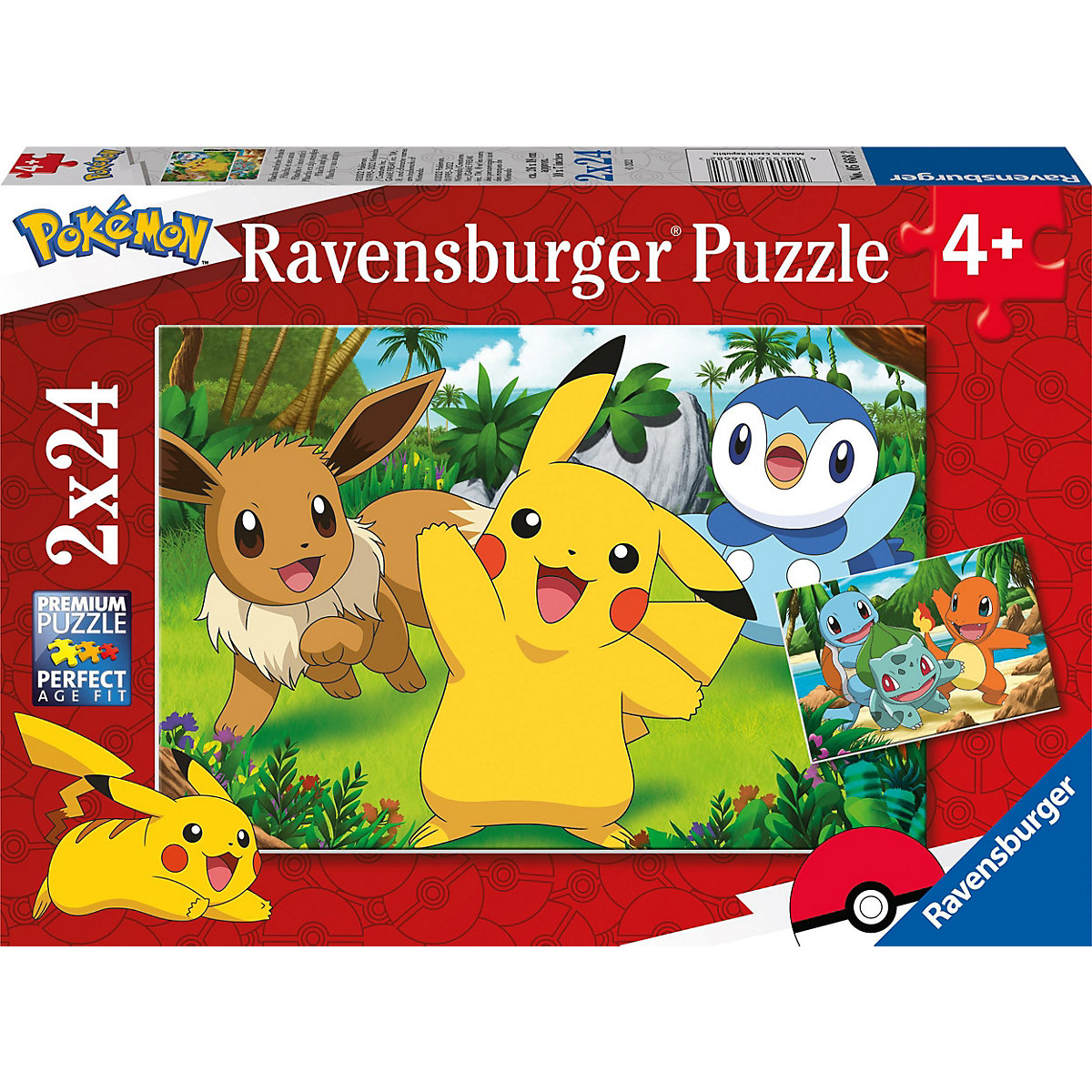 Ravensburger Kinderpuzzle 05668 - Pikachu und seine Freunde - 2x24 Teile Pokémon Puzzle für Kinder ab 4 Jahren