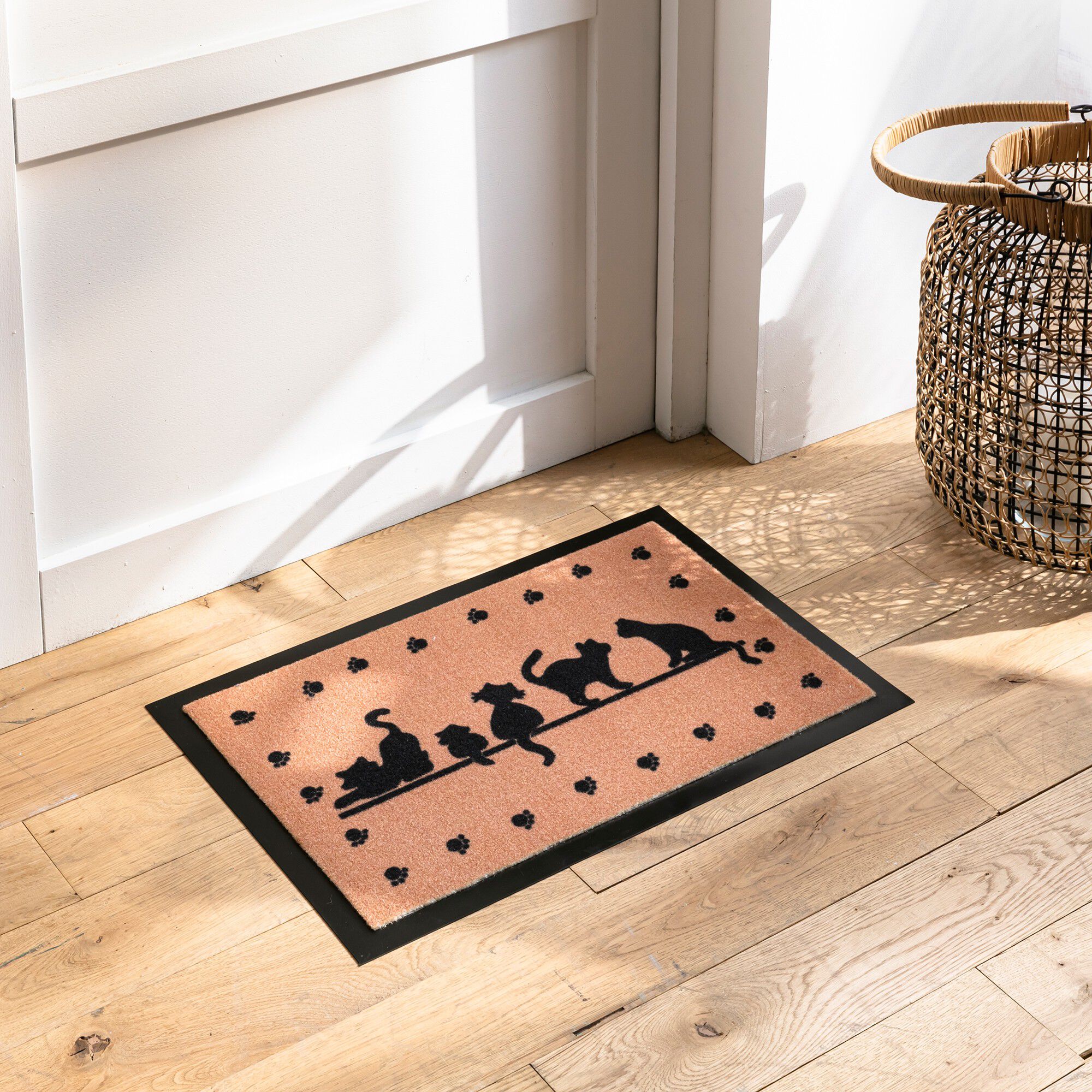 Tapis anti-poussière imprimé silhouettes de chats