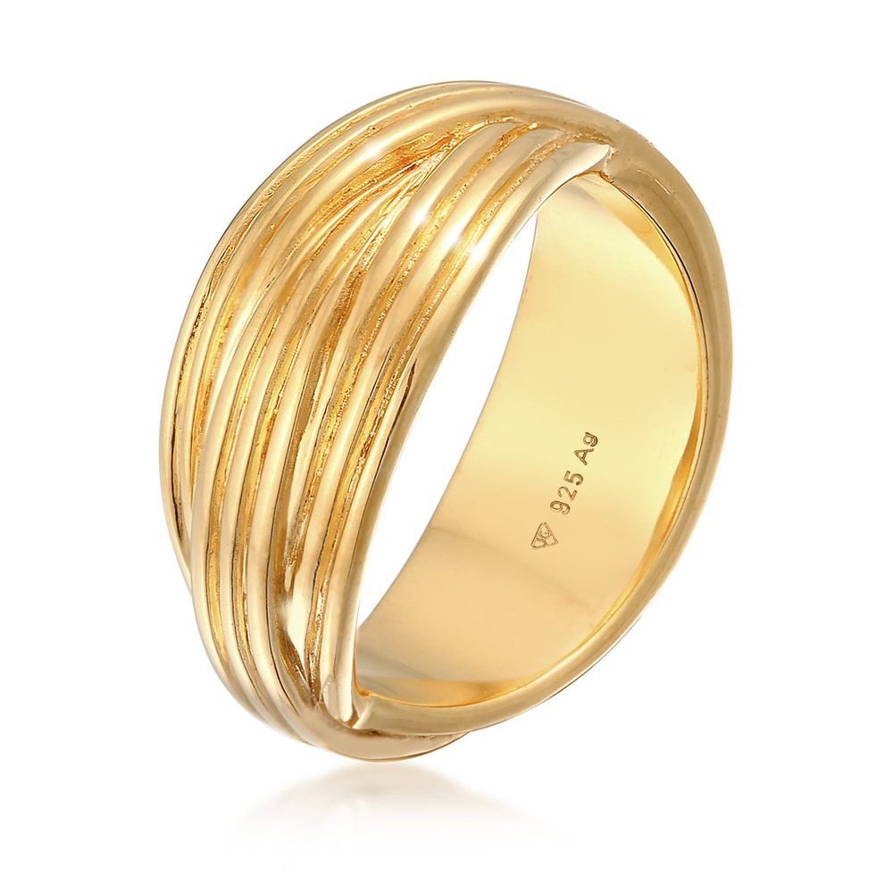 Elli PREMIUM Elli PREMIUM Bague Femmes Enroulement Texture Torsadé en Argent Sterling 925 Rhod Bague