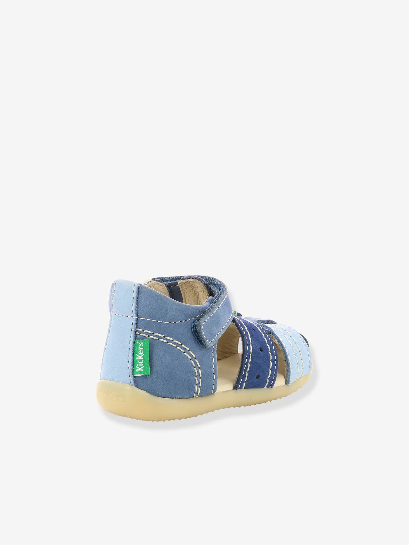 Sandales cuir bébé Bigbazar-2 Iconique Biboo KICKERS® bleu tricolore