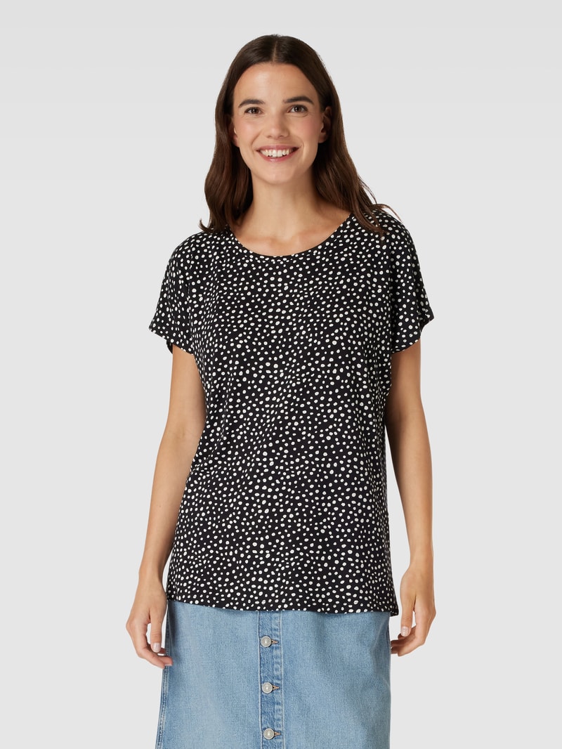 Blusenshirt mit Rundhalsausschnitt in schwarz