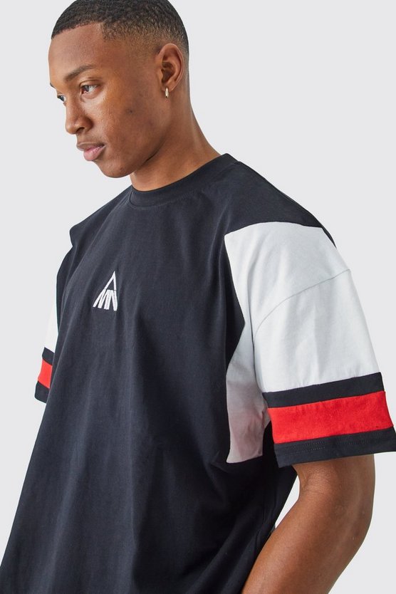 Oversize Colorblock T-Shirt mit Logo
