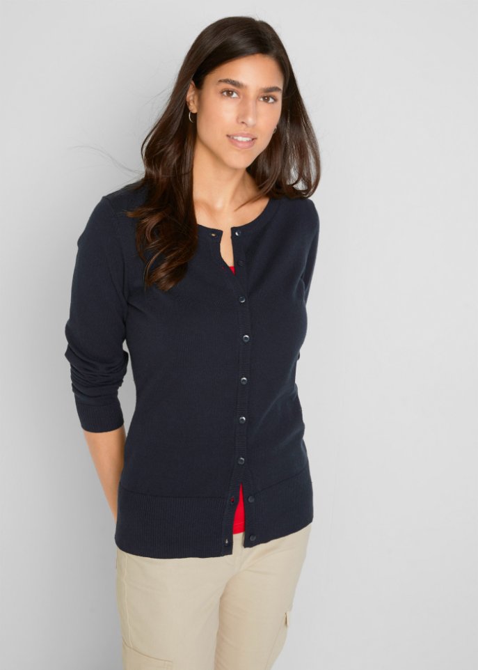 Basic Feinstrickjacke mit recycelter Baumwolle