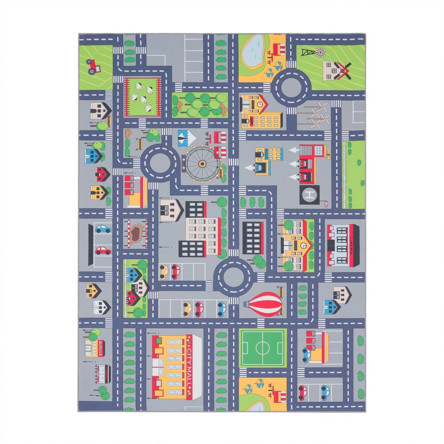 Kinderteppich Spielteppich Kinderzimmer Teppich Kinderteppich Auto Straßen, TT Home, rechteckig, Höhe: 9 mm