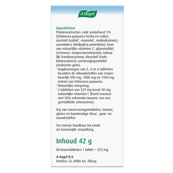 A.Vogel Echinaforce Junior C-vitamiini pureskeltavat tabletit 80 kpl